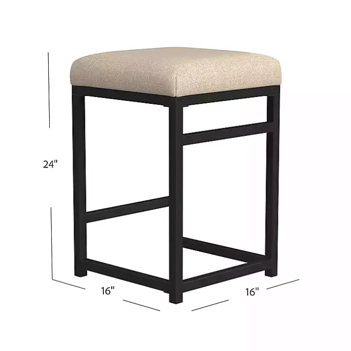 Light Tan Upholstered Counter Stool