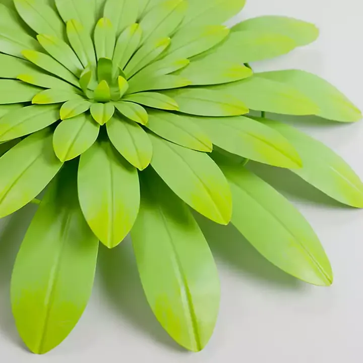 Lime Metal Flower Outdoor Wall Plaque