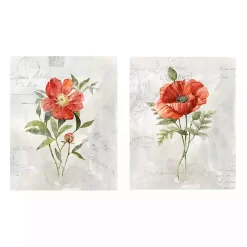 Linen Peony Giclee Canvas Art Prints, Set of 2