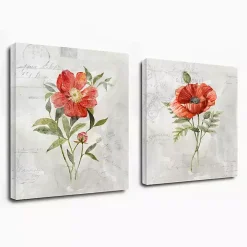 Linen Peony Giclee Canvas Art Prints, Set of 2