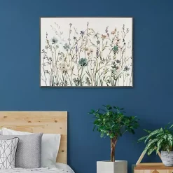 Little Blue Flowers Framed Canvas Art Print