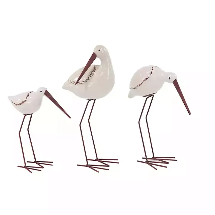 Long Beak Stoneware Bird Figurines, Set of 3