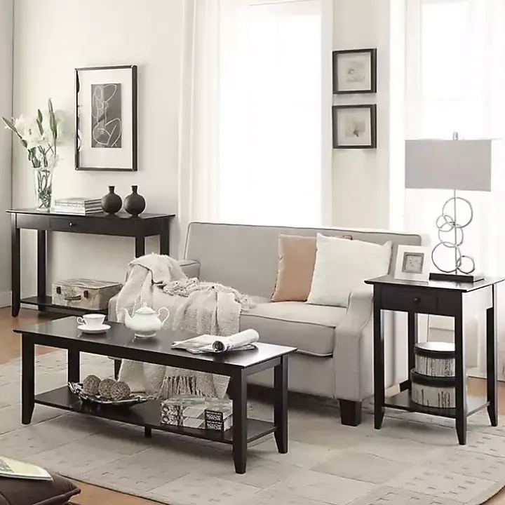 Long Black Single Drawer Console Table