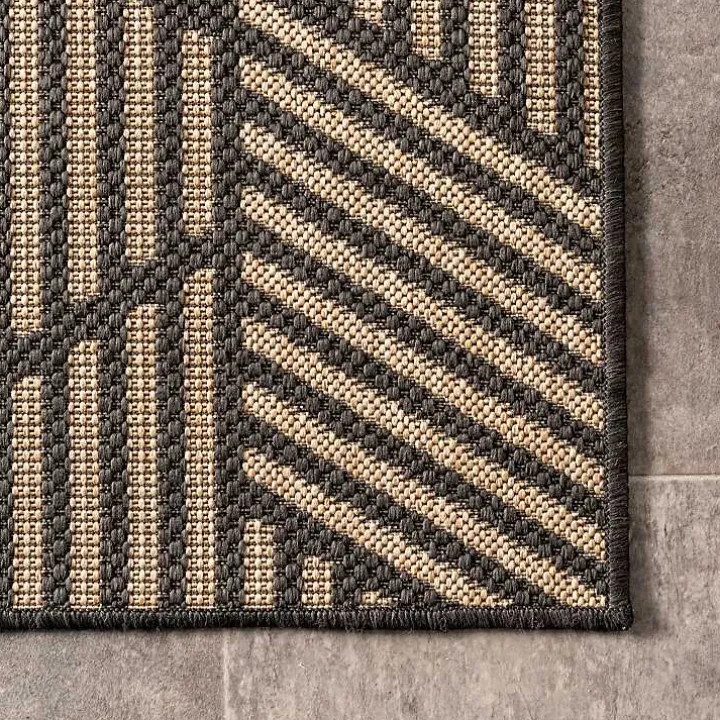 Lori Dark Gray Modern Geometric Outdoor Rug, 5x8