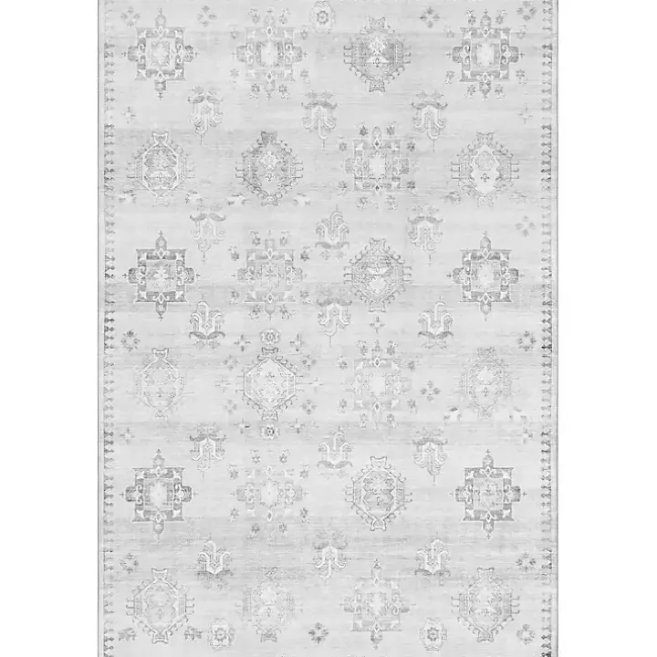 Lottie Gray Vintage Washable Area Rug, 5x8