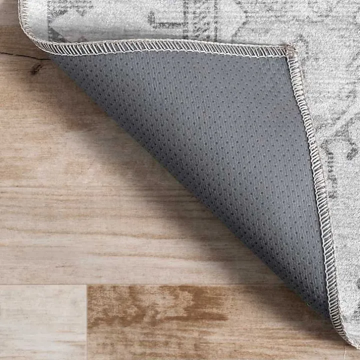 Lottie Gray Vintage Washable Area Rug, 5x8