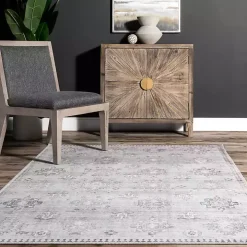 Lottie Gray Vintage Washable Area Rug, 5x8
