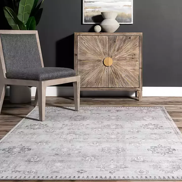 Lottie Gray Vintage Washable Area Rug, 8x10