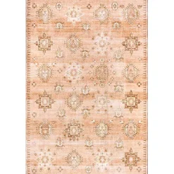 Lottie Peach Vintage Washable Area Rug, 5x8