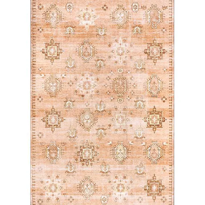Lottie Peach Vintage Washable Area Rug, 5x8