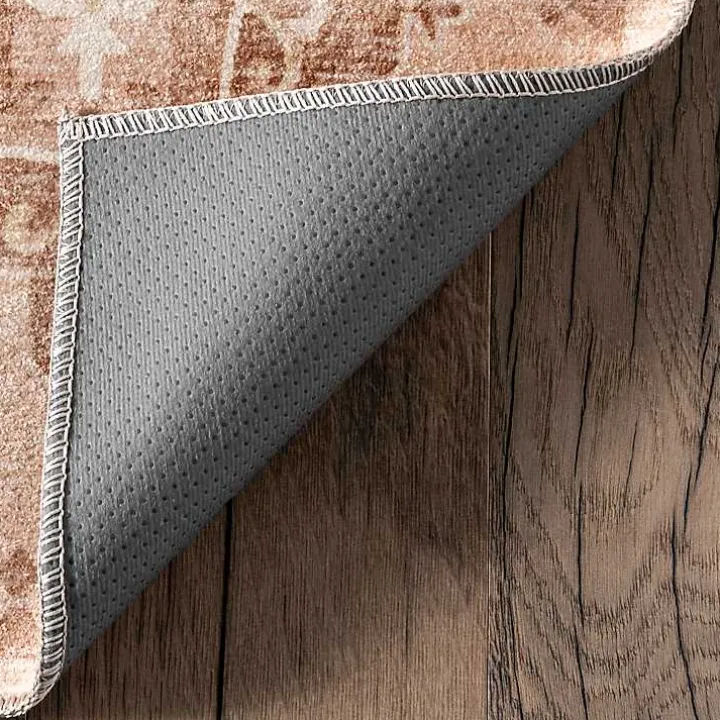 Lottie Peach Vintage Washable Area Rug, 5x8