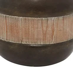 Mahogany Wood and Metal Jar with Lid, 11 in.
