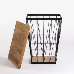 Mango Wood Storage Basket Side Table