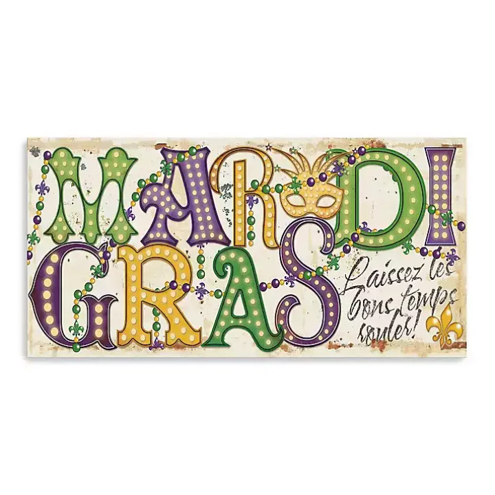 Mardi Gras Mask Canvas Art Print, 20x10 in.