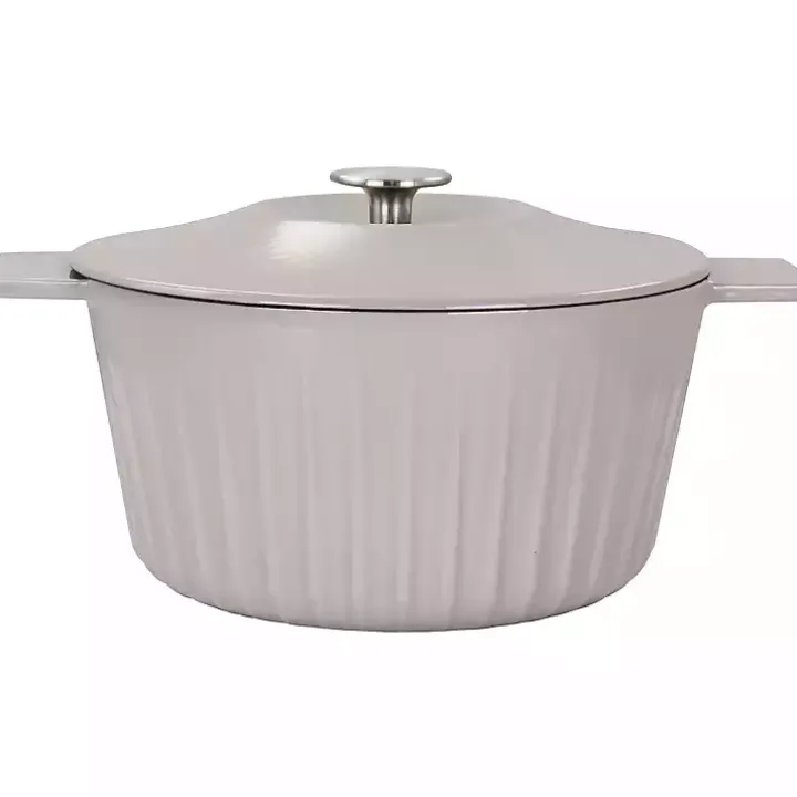 Martha Stewart Gray Ribbed 5 Quart Dutch Oven