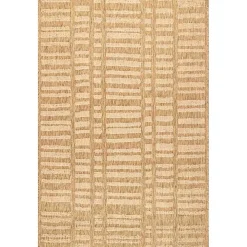 Marti Tan Banded Lines Outdoor Rug, 5x8