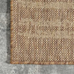 Marti Tan Banded Lines Outdoor Rug, 5x8