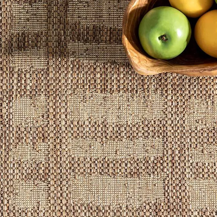 Marti Tan Banded Lines Outdoor Rug, 8x10