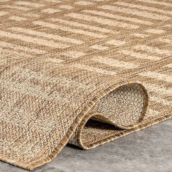Marti Tan Banded Lines Outdoor Rug, 8x10