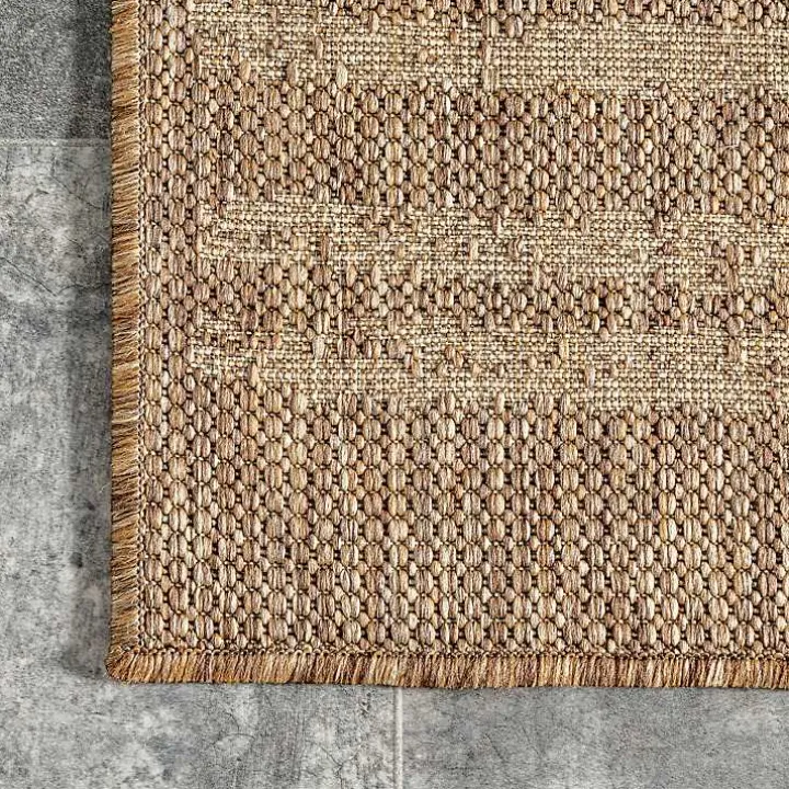 Marti Tan Banded Lines Outdoor Rug, 8x10
