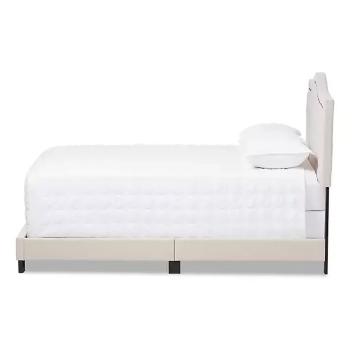 Mary Beige Button Tufted King Bed Frame