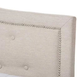 Mary Beige Button Tufted King Bed Frame