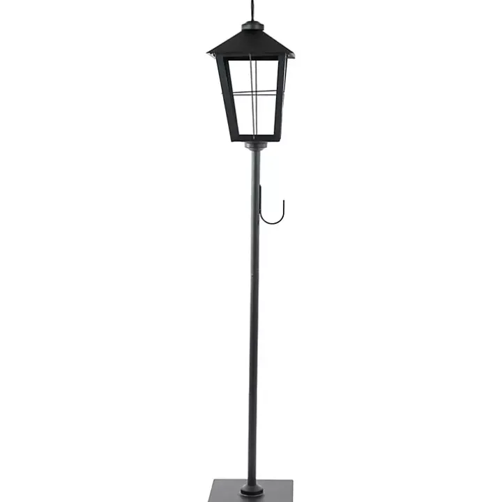 Matte Black Lantern Post with Wreath Holder