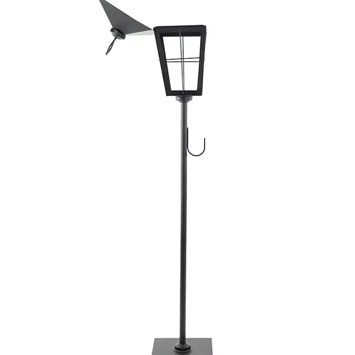Matte Black Lantern Post with Wreath Holder