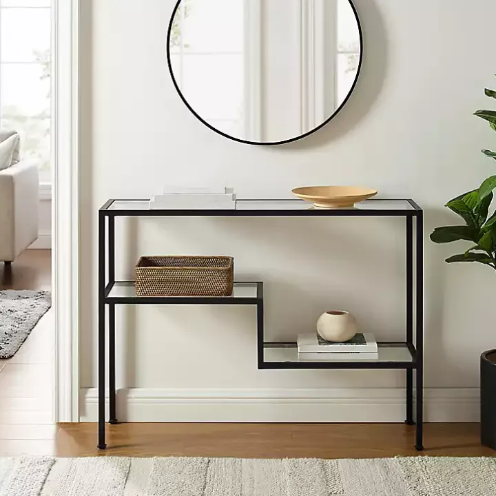 Matte Black Multi Level Console Table