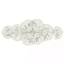Matte Blue and White Flowers Metal Wall Plaque