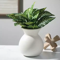 Matte Ivory Hourglass Ceramic Vase