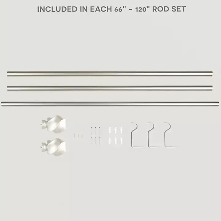 Matte Silver Modern Twist Curtain Rod, 120 in.