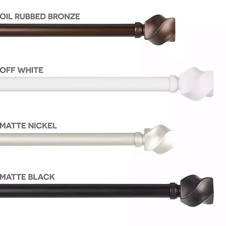 Matte Silver Modern Twist Curtain Rod, 120 in.