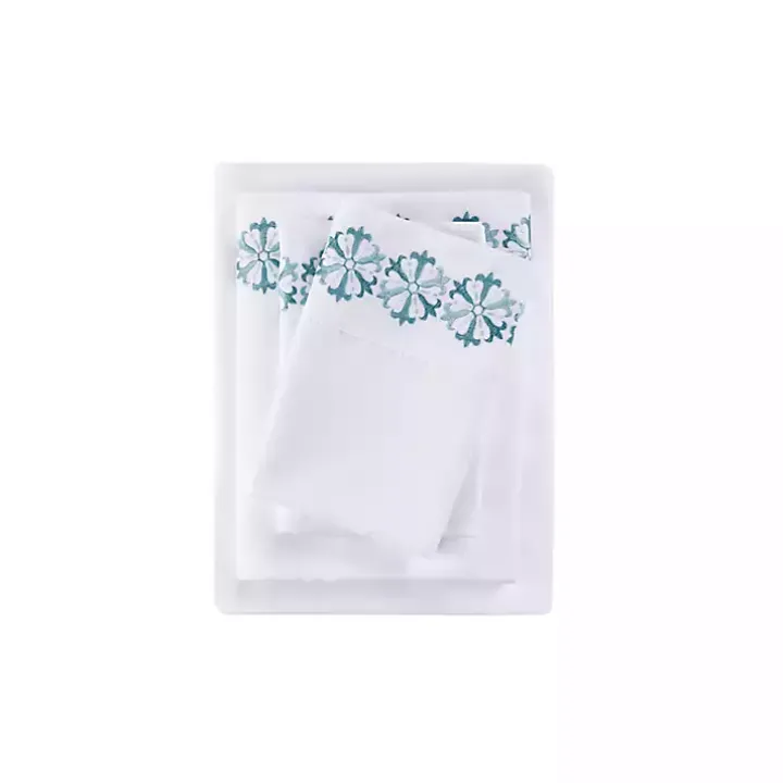 Medallion Hem Microfiber 4-pc. Full Sheet Set