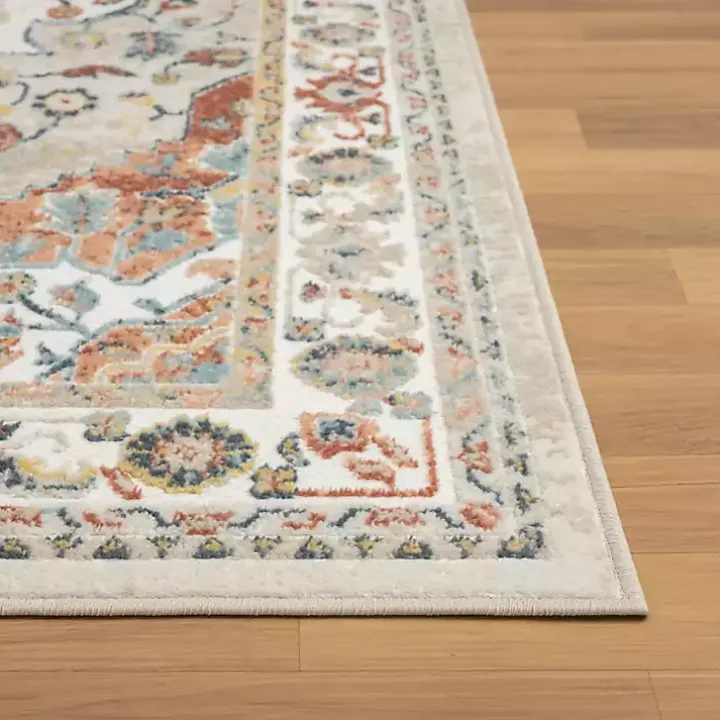 Medallion Ivory Rust Area Rug, 3x6