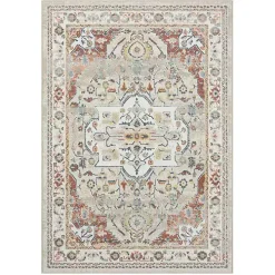 Medallion Ivory Rust Area Rug, 5x7