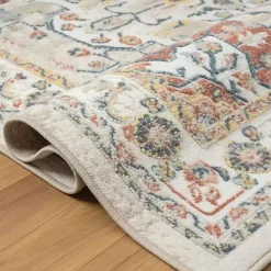 Medallion Ivory Rust Area Rug, 5x7