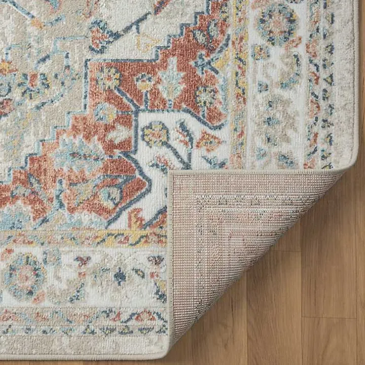 Medallion Ivory Rust Area Rug, 5x7