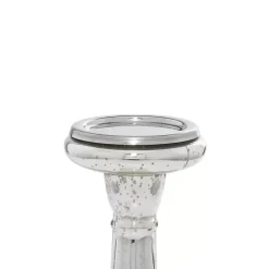 Mercury Glass Silver Candle Holders, Set of 3