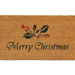 Merry Christmas Holly Sprig Doormat
