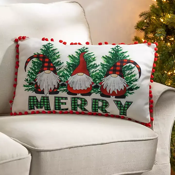 Merry HoHoHo Gnomes Lumbar Pillows, Set of 2