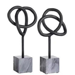 Metal and Marble Abstract Sculptures, Set of 2