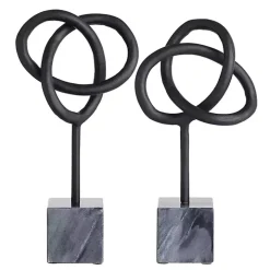 Metal and Marble Abstract Sculptures, Set of 2