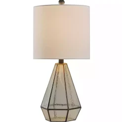Metal and Seeded Glass Cage Table Lamp