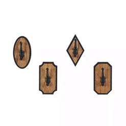 Metal and Wood Beaded Wall Hooks, Set of 4