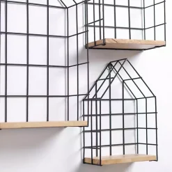Metal Grate House Wall Shelves, Set of 3