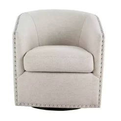 Metro Club Natural Swivel Chair with Nailhead Trim