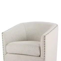 Metro Club Natural Swivel Chair with Nailhead Trim