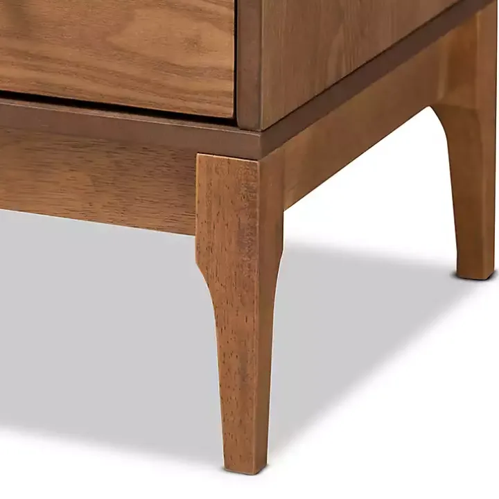 Mid-Century Modern Rattan Walnut Cabinet