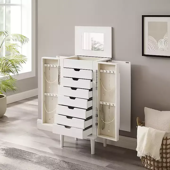 Mid-Century Modern White Jewelry Armoire